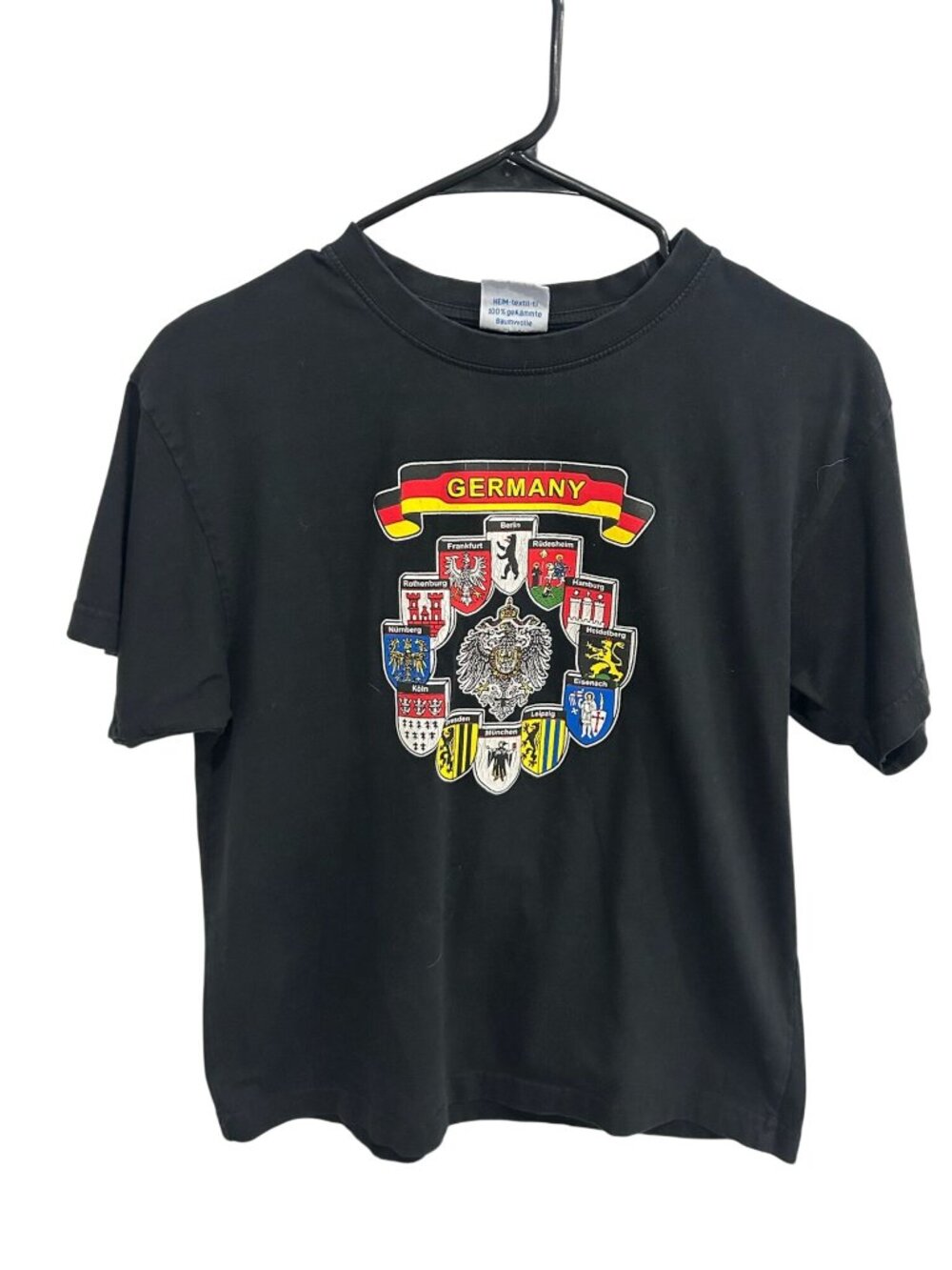 Germany Small Black T-Shirt Regional Crests Flag Design Nomadcore Heritage
